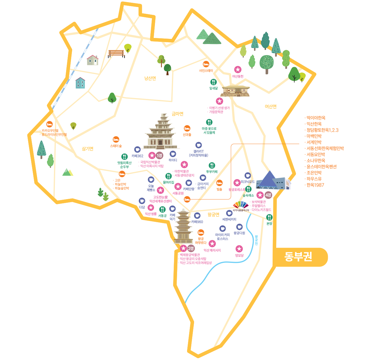 익산 권역 지도로 동부권 표시