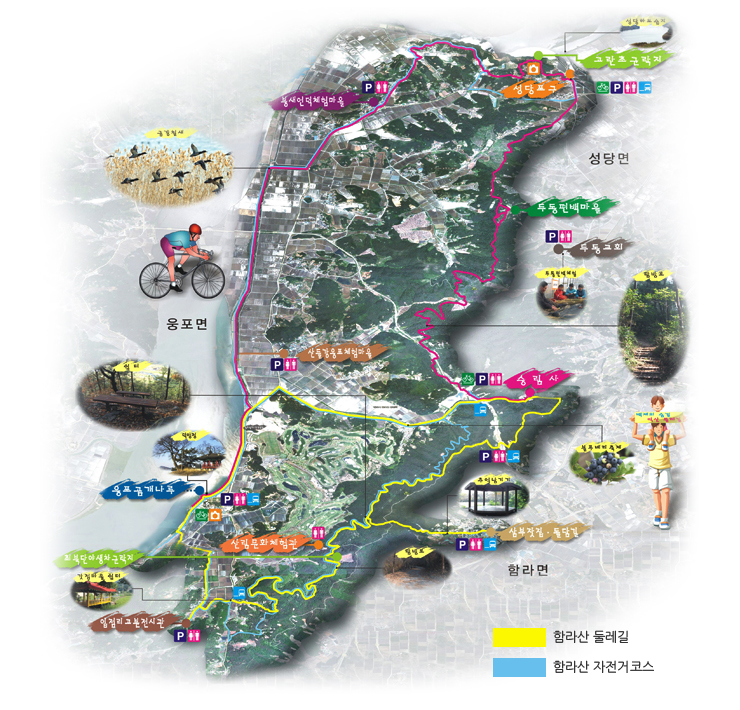 함라산 둘레길, 자전거코스 경로