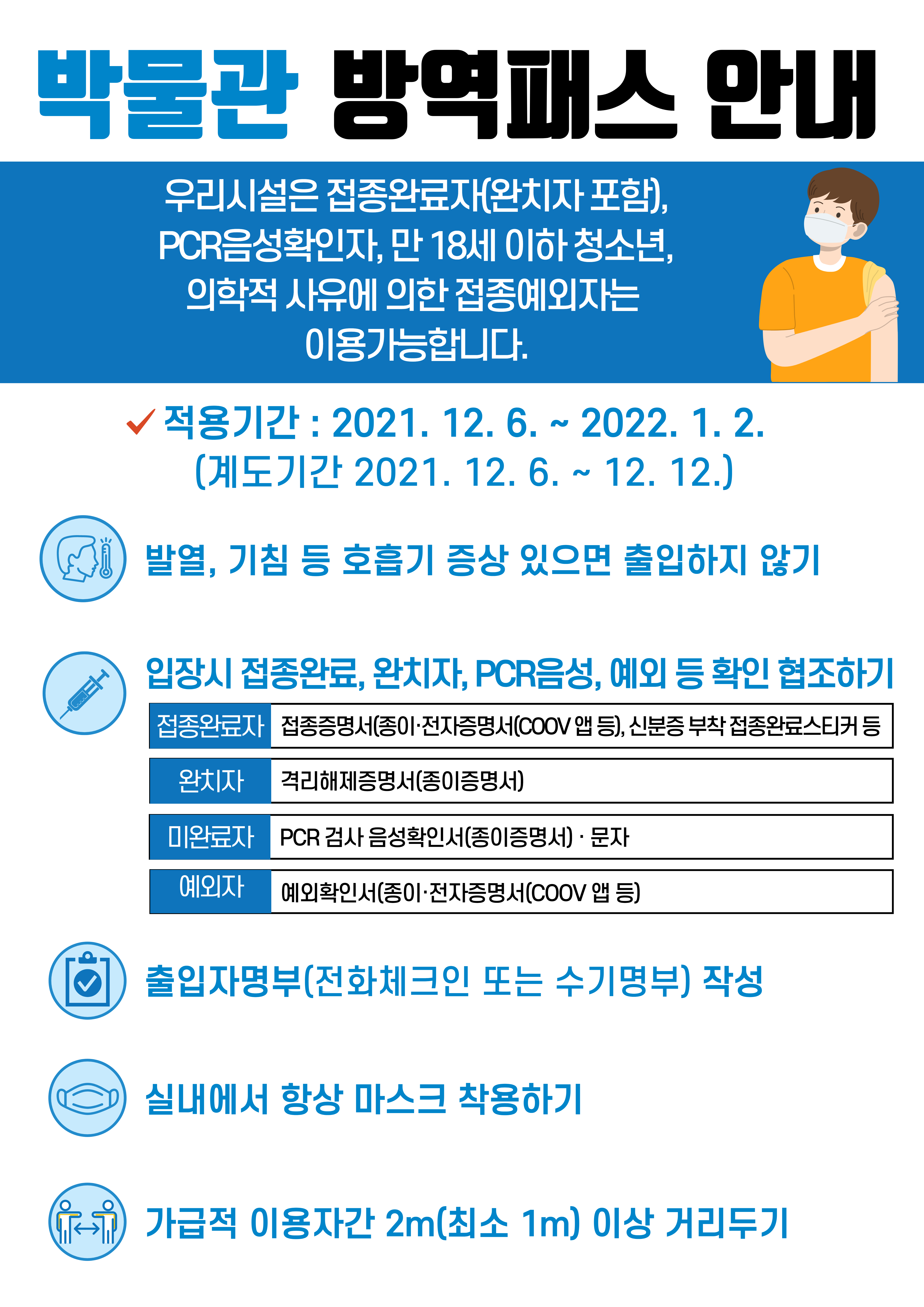 특별방역대책에 따른 박물관 방역패스 적용 안내1