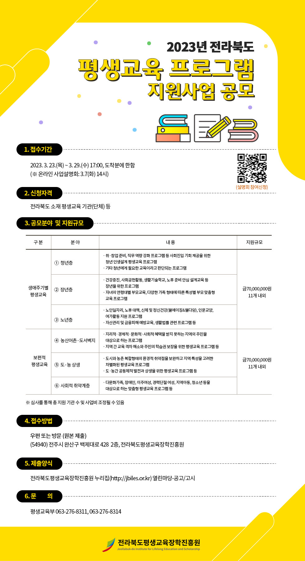 [모집공고] 2023년 전라북도 평생교육 프로그램 지원사업 공모1