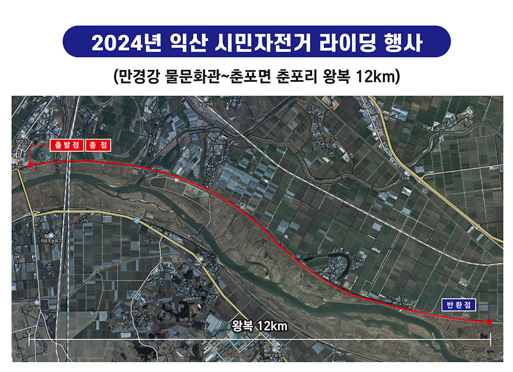 행사 코스 (만경강 물문화관~춘포면 춘포리 왕복 12km)