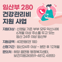 임산부 280  건강관리비  지원 사업