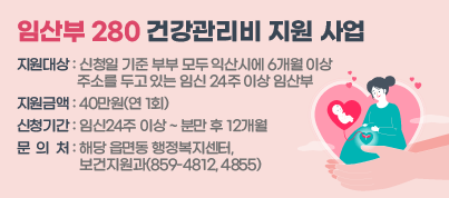 임산부 280  건강관리비  지원 사업